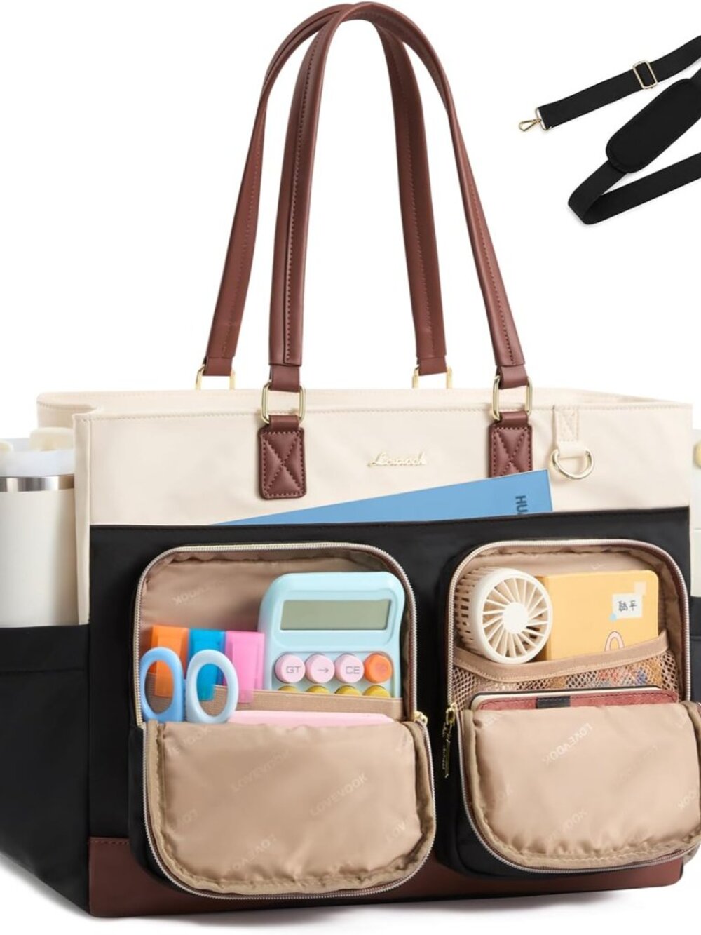 Work Tote Bag for Women 15.6 Inch Multi-Pocket Teacher Laptop Bag